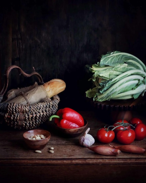 Ingredient proaspăt pe fundal rustic